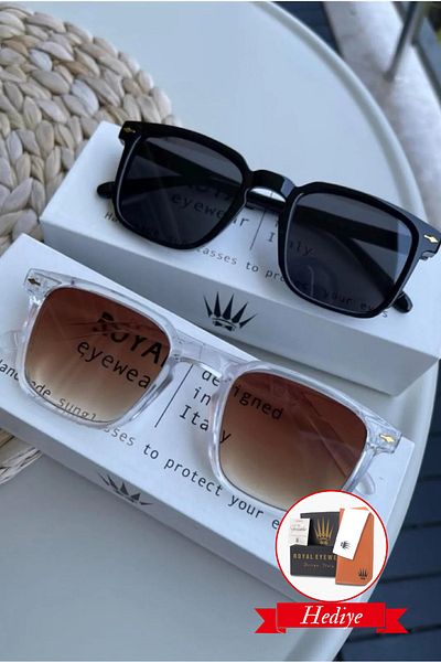 WATCHOFROYAL Vintage Women's Sunglasses - Black Transparent, Men's Sunglasses Uv-400 Glass