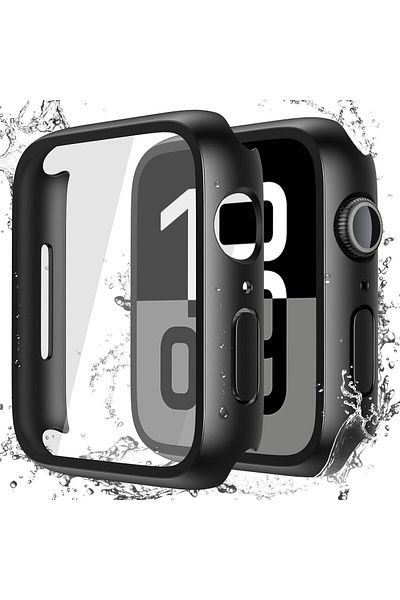 AWH [2 Pack] Waterproof Hard Case with Tempered Glass for Apple Watch Series 10 46mm, Matte Black
