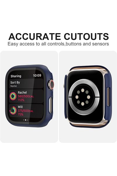 AWH 3Pack Screen Protector Case for Apple Watch Series 7 45mm, Full TPU Protection, Black/Blue/Green
