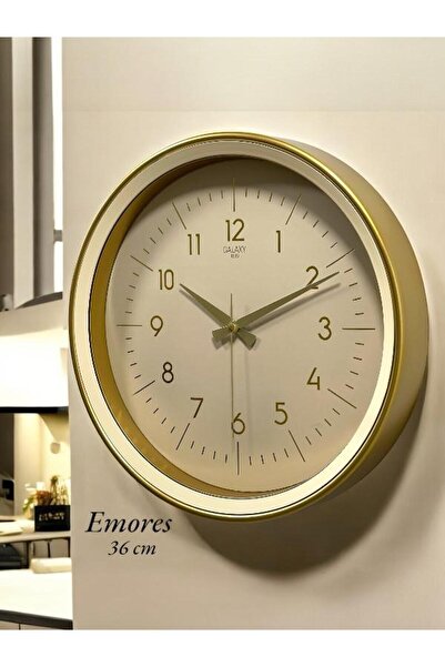 EMORES 36 cm Dekoratif Gerçek Cam  Sessiz Mekanizma Duvar Saati