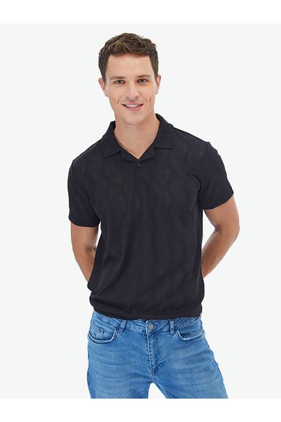 Kip Jacquard-T-Shirt mit kubanischem Kragen