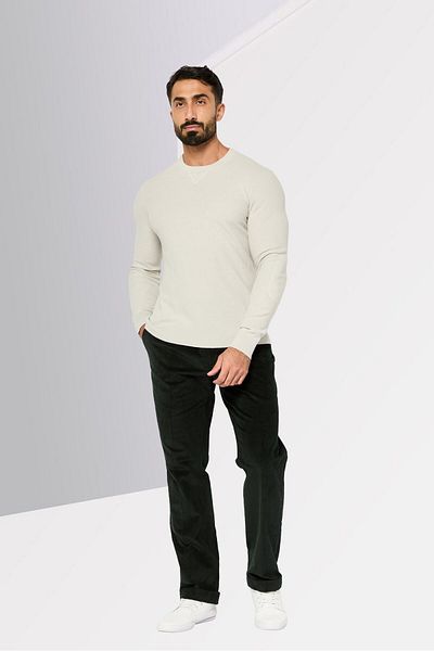 Michael Kors Men Crew Neck Long Sleeve Textured Sweatshirt, Light Grey