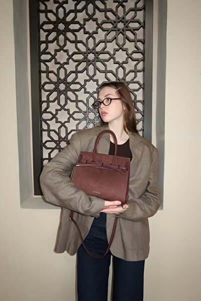 LOVENTA Midsize Hand Bag Suede Bitter Brown Ciara