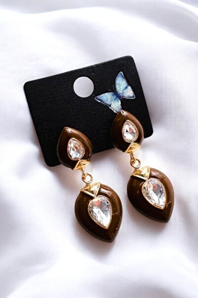 PETEK AKSESUAR MİNELİ TAŞLI DAMLA KÜPE 6 CM.