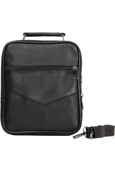 Generic Brand Men's Genuine Leather Hand and Shoulder Bag with Steel Case - Oversized