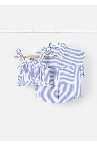 MAYORAL Set cămașă crop cu dungi pentru fete - 3185