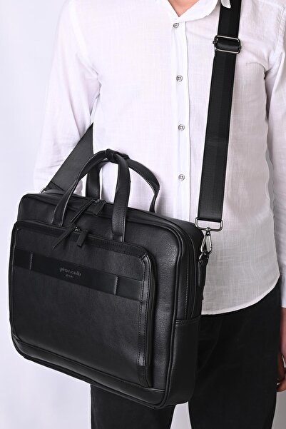 Pierre Cardin حقيبة كمبيوتر محمول وحقيبة سوداء للجنسين - 01pc00111-syh