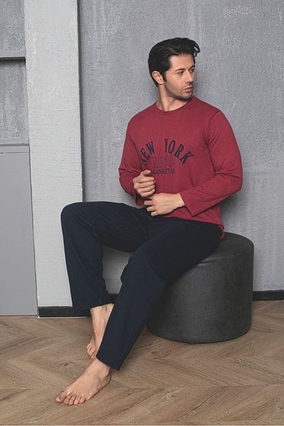 GİYDİNGİYDİN Men's Long Sleeve Pajama Set