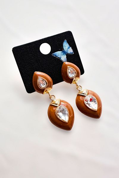 PETEK AKSESUAR 6 Cm Mineli Stone Drop Earring