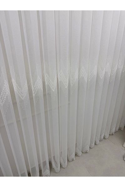 NİVEMESHOME Nivemeshome Natural New Model 1/3 Tight Pleated Tulle Curtain Apm
