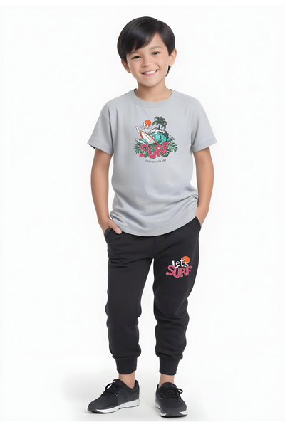 YA KO KİDS Let's Surf Друкований комплект для хлопчиків з коротким рукавом та...