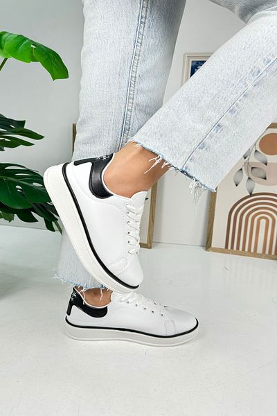 Nstil Pantofi de sport pentru femei, alb, negru, ocazional, cu șireturi, confortabile, ușoare, cu talpă groasă, 525 g