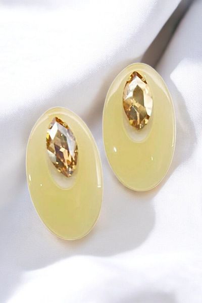PETEK AKSESUAR Modern Acrylic Stone Oval Earrings