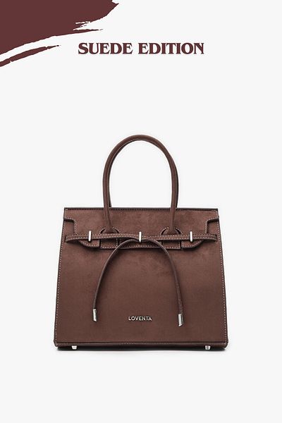 LOVENTA Midsize Hand Bag Suede Bitter Brown Ciara