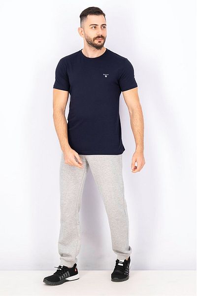 Gant Men Crew Neck Short Sleeves Brand Logo T-shirt, Navy