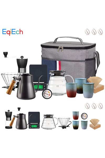EqiEch 9 Pcs V60 Coffee Maker Set Pour Over Drip with Storage Bag