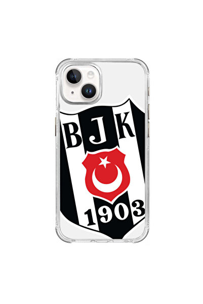 Beşiktaş iPhone 15 Uyumlu  Beşiktaş Büyük Logo Şeffaf Telefon Kılıfı