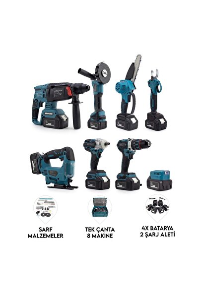 CHELİKBEİ Sekizli Set DBML (LED Aydınlatma+ Ş.Hilti+Ş.spral+S.Sıkma+13mm Ç.Ma...