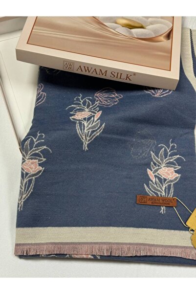 AWAM SILK شال وشاح ناعم من القطن منقوش عليه زهور ساكورا وشال كتف 190*65