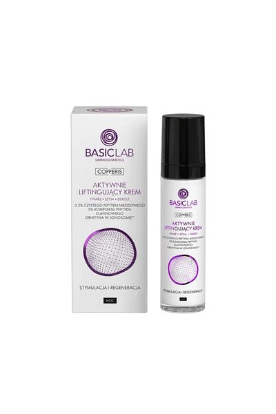BASICLAB Cremă de noapte activ lifting pentru față, gât și decolteu, 50 ml
