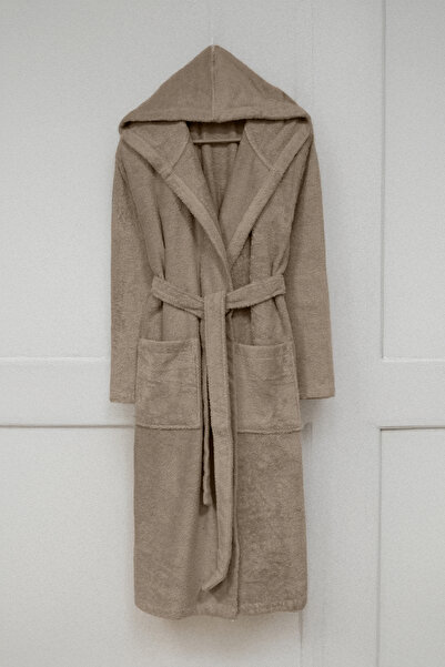 Class Kapüşonlu Bukle Bornoz Unisex Bej Ramage