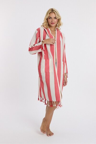 Mulberry Striped Peshtemal Bathrobe Bath and Beach Dress