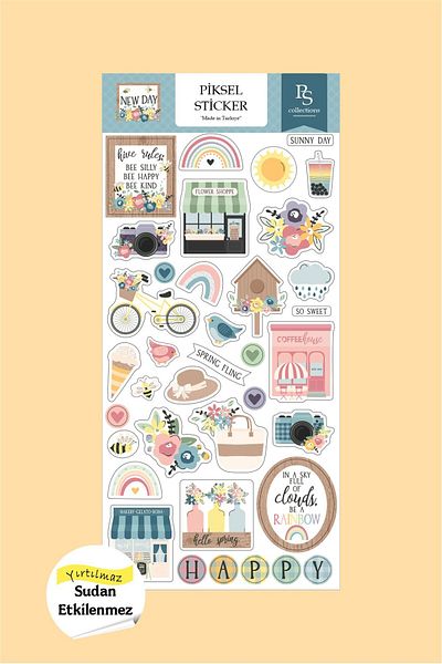 Piksel Grafik New Day Planner Sticker, Colorful Stickers