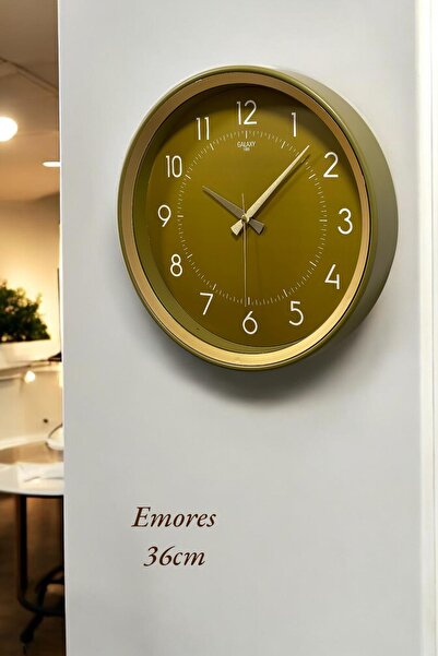 EMORES 36 cm Dekoratif Gerçek Cam  Sessiz Mekanizma Duvar Saati