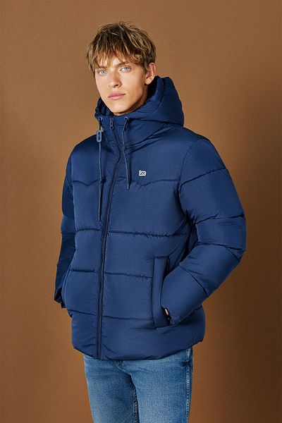 Lee Navy Blue Hooded Puffer Jacket - Regular Fit