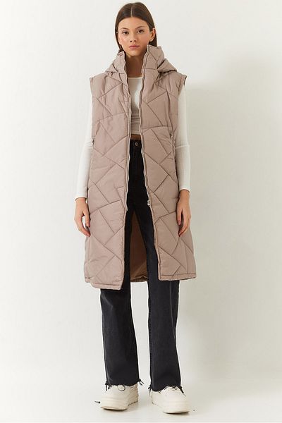 Bianco Lucci Women's Hooded Long Puffer Vest