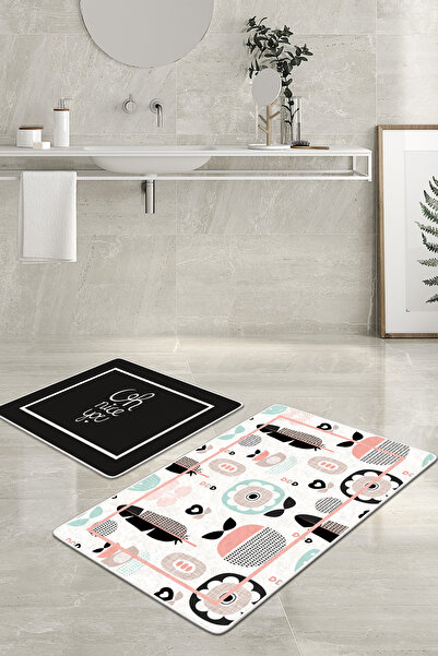 Filamente قطعتان من سجادة الحمام القابلة للغسل مع قاعدة مضادة للانزلاق - 60*1...