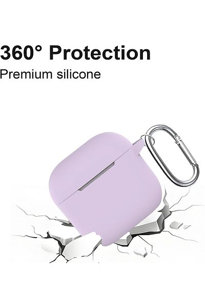 AWH AirPods 4 Case Cover, Soft Silicone with Keychain, Full Protective Case for Men/Women, Lavender.