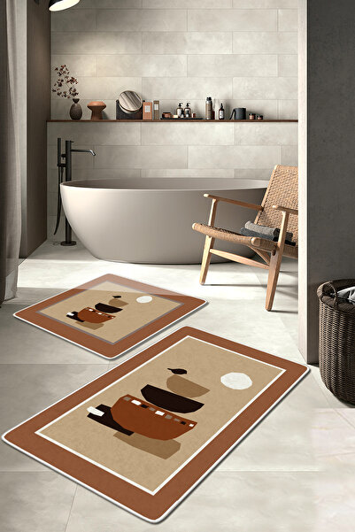 Filamente قطعتان من سجادة الحمام القابلة للغسل مع قاعدة مضادة للانزلاق - 60*1...