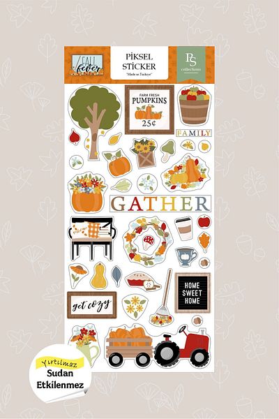 Piksel Grafik Autumn Labels, Home Sweet Home Sticker