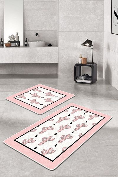 Filamente 2-Piece Non-Slip Based Washable Bath Mat - 60*100 cm and 50*60 cm