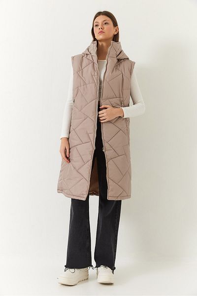 Bianco Lucci Women's Hooded Long Puffer Vest