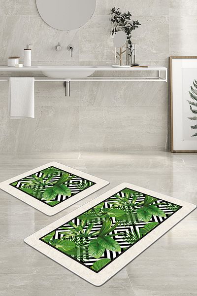 Filamente 2-Piece Non-Slip Based Washable Bath Mat - 60*100 cm and 50*60 cm