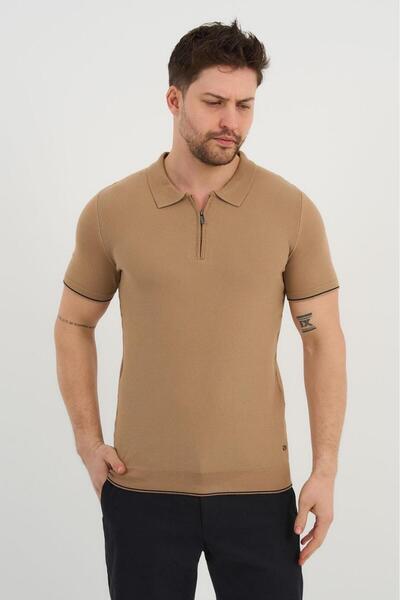 ALEXANDERGARDI Ανδρικό πλεκτό μπλουζάκι με φερμουάρ με λαιμόκοψη (AG-50025)