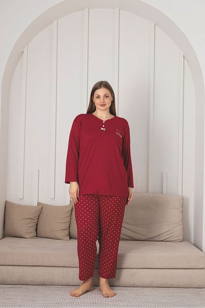 Asel Plus Size Bamboo Ultrasoft Patterned Pajamas Set