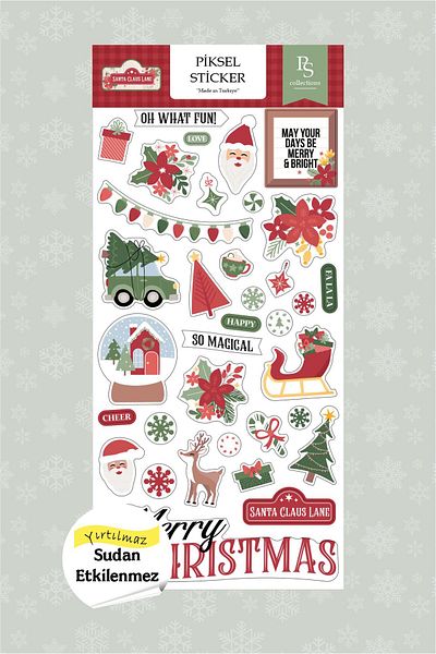 Piksel Grafik New Year Label, Santa Claus Lane Sticker