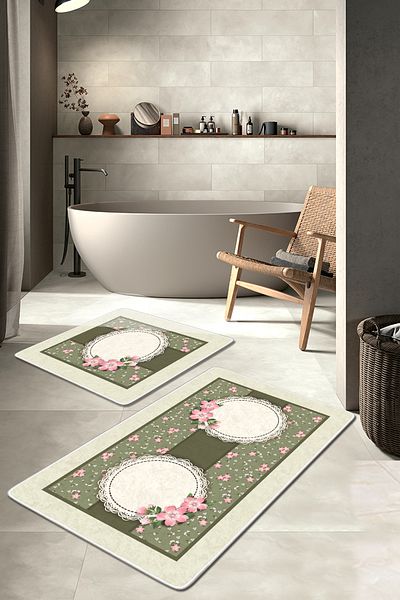 Filamente 2-Piece Non-Slip Based Washable Bath Mat - 60*100 cm and 50*60 cm