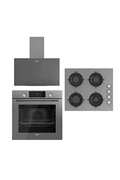 Uğur FIRSAT FRY ART CAM GRİ ANKASTRE SET UAD 6012G GA3D - UAO 6041W3 GCY RSR1 - UAF 6011D GCPET