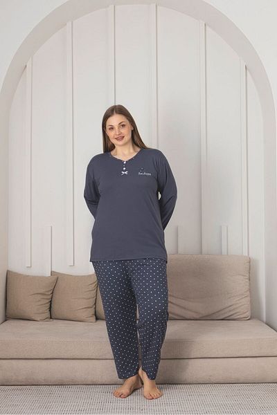 Asel Plus Size Bamboo Ultrasoft Patterned Pajamas Set