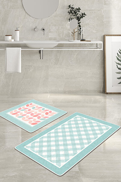 Filamente قطعتان من سجادة الحمام القابلة للغسل مع قاعدة مضادة للانزلاق - 60*1...