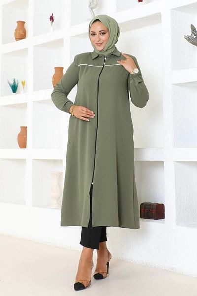 Neva Style كوب متوسط الحجم مع تفاصيل تزوير وتقليم - كاكي / K0103