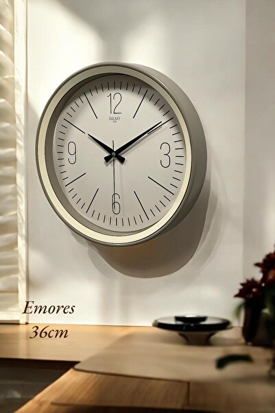 EMORES 36 cm Dekoratif Gerçek Cam  Sessiz Mekanizma Duvar Saati