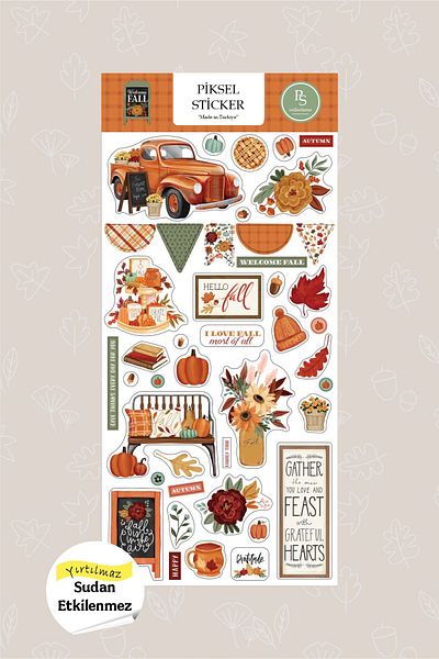 Piksel Grafik Orange Autumn Themed Leaf Sticker