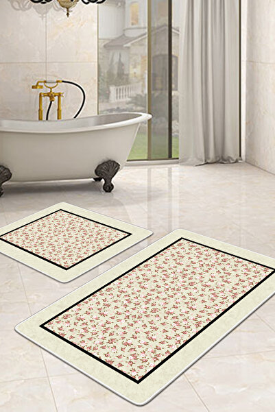 Filamente قطعتان من سجادة الحمام القابلة للغسل مع قاعدة مضادة للانزلاق - 60*1...
