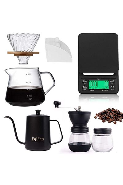 EqiEch V60 Size 02 Hand Drip Coffee Maker Set - 6-in-1 Manual Pour Over Professional Tools Kit