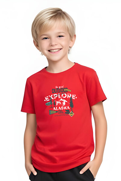 YA KO KİDS Outdoor Explore Printed Boy's Short Sleeve Double Pocket Bottom-Top Suit